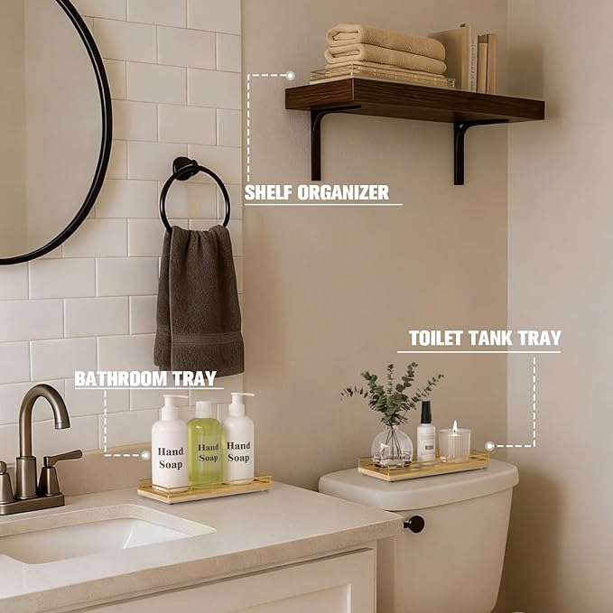Bathroom Vanity Tray for Countertop, Bathroom Organizer for Soap, Perfume & - Image 4