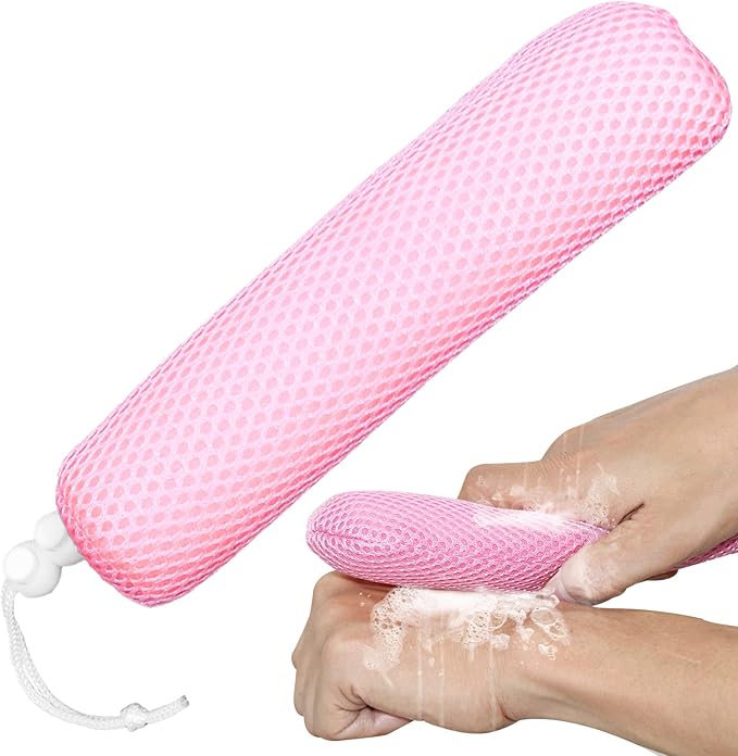 Bath Brush Head with Sponge, Back Scrubber Bath Mesh Bath Body Brush Head - Image 2