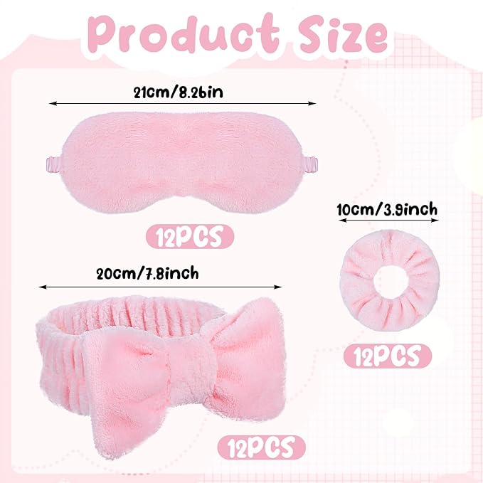 36 PCS Spa Headband Bulk, Girls Spa Headband Pink Makeup Headbands Eye Mask - Image 2