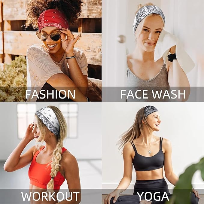 Huachi Bandana Headbands for Women Non Slip, Thick Womens Headbands Boho - Image 4