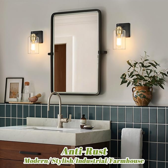 Set of 2 Wall Sconces for Bathroom, Modern Vanity Light Fixtures, Farmhouse - Image 2