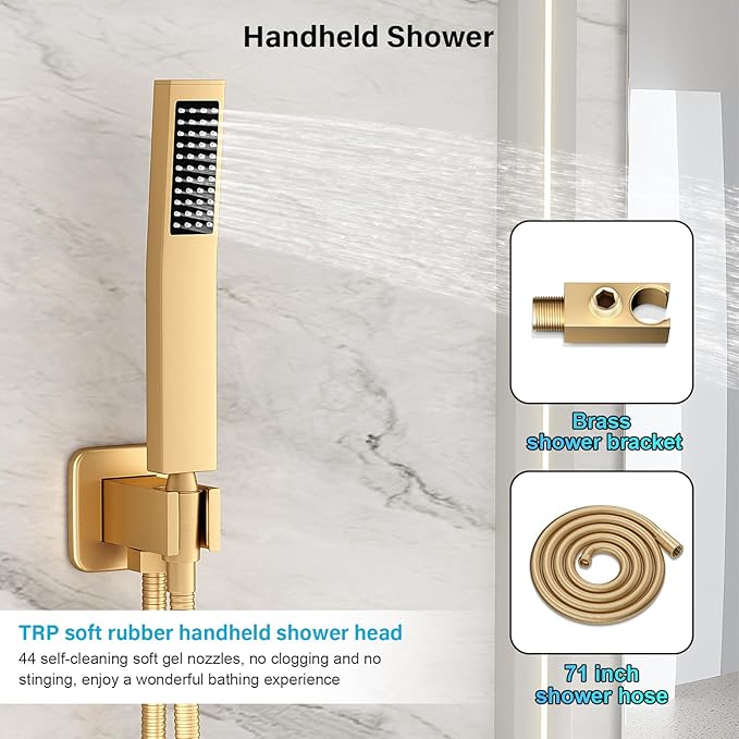 FPXRNG Gold Shower Faucet Set, Rainfall Shower System - Image 5