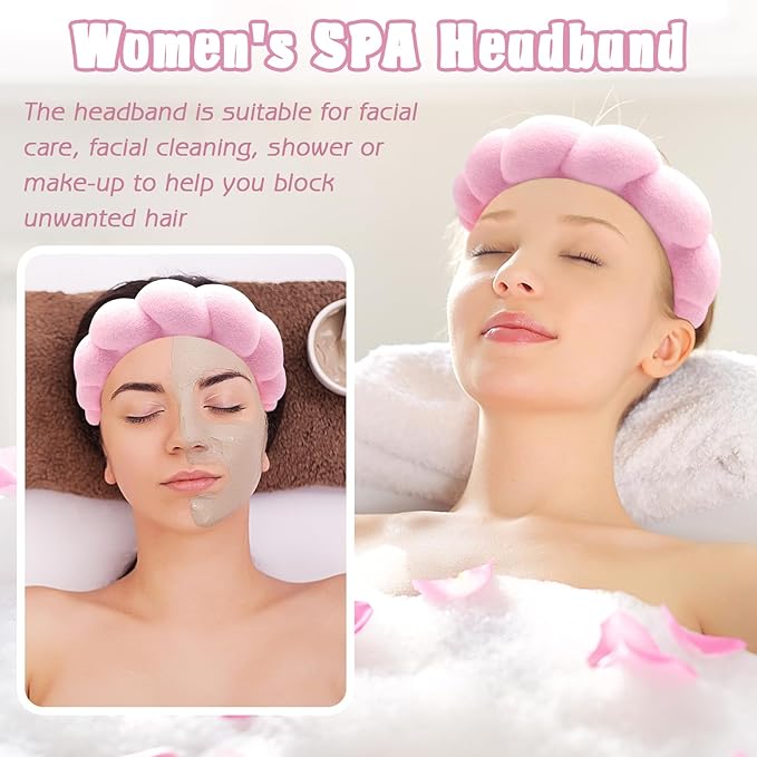Zkptops Spa Headband for Washing Face Wristband Set Sponge Makeup Skincare - Image 3
