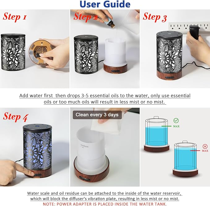EQUSUPRO Essential Oil Diffuser 150ml Black Metal Aromatherapy Oil Diffuser - Image 7