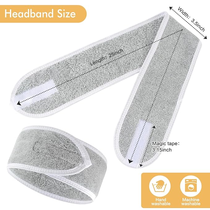 SINLAND Spa Headband for Women 3 Counts Ultra Soft Adjustable Makeup Hair Band - Image 2