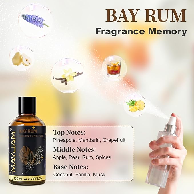 Bay Rum Fragrance Oil Essential Oil, MAYJAM 3.38FL.OZ Bay Rum Oil - Image 4