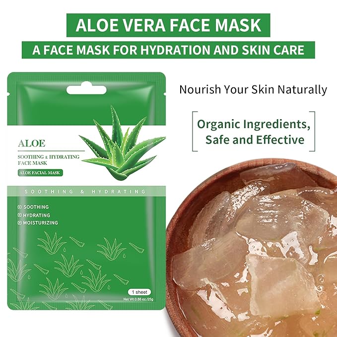 Aloe Vera Soothing Mask Hydrating Face Masks Skincare Moisturizing Facial Sheet - Image 3