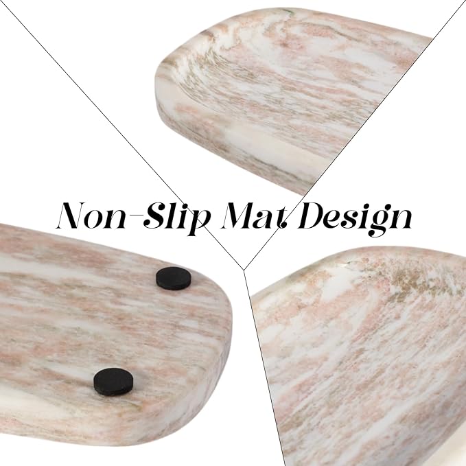 Koville Natural Marble Tray for Bathroom Countertop, Vanity Tray for Decor - Image 5