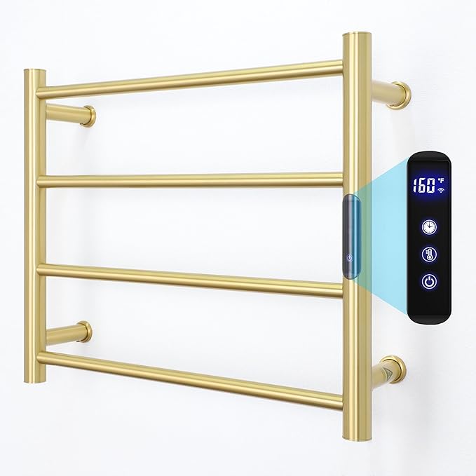 Heated Towel Rack Gold, 4 Bars Towel Warmer Rack by MEIJIELUOHEATEDWARMERRACKS