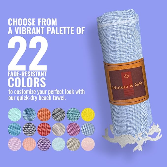 Beach Towel 100% Cotton Turkish Beach Towel Adult 38x70 Inch Pre-washed - Image 5
