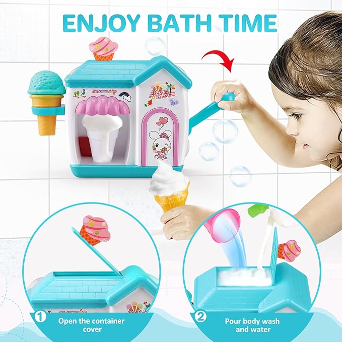 Gretex Toddler Bath Toys for 3 4 5 6 7 8 Years Old Girls, Bubble Ice Cream - Image 5