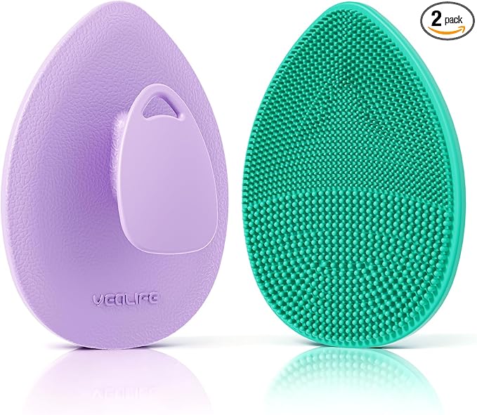 Silicone Face Scrubber 2 Pack, Manual Facial Cleansing Brush by YEALIFE