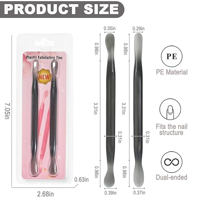 2Pcs Plastic Cuticle Pusher, Dual-end Dead Skin Nail Pusher, Gentle Plastic - Image 4