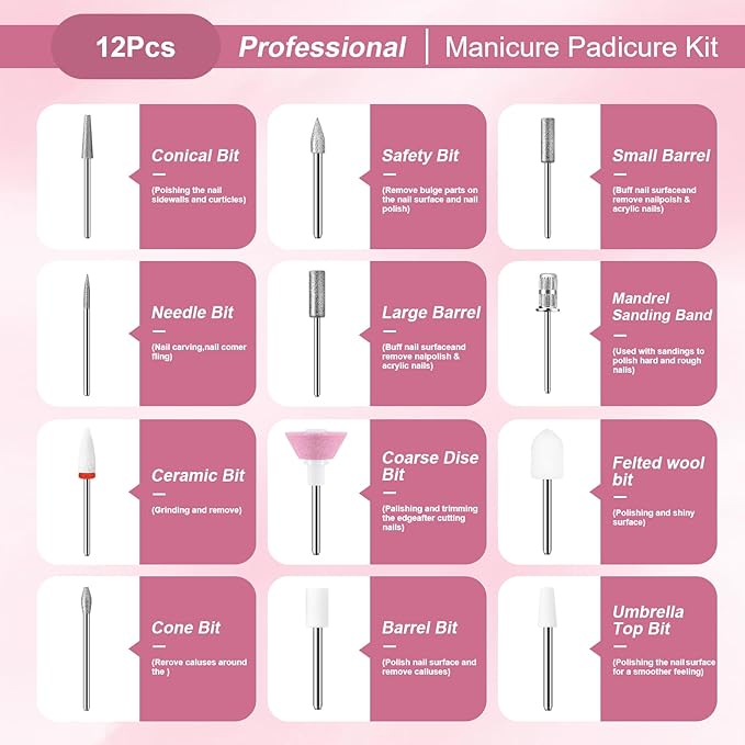 Professional Manicure Pedicure Kit, Electric Nail Drill - Image 6