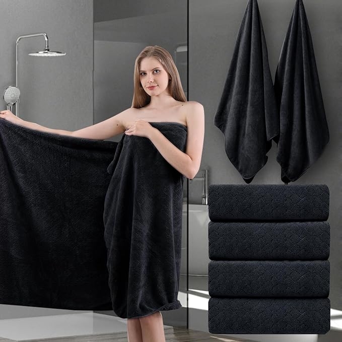 Ycosy Black Bath Towels Set 35x70 Inches by Ycosy