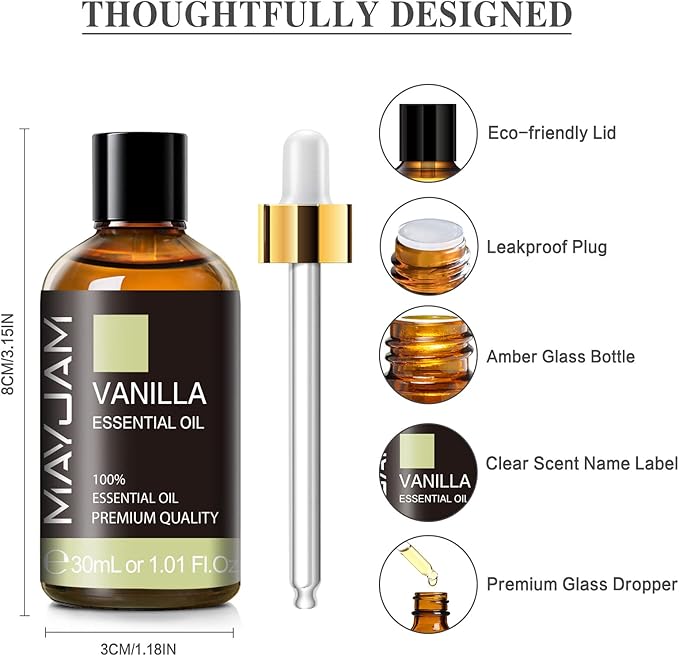 Vanilla Essential Oil 30ml/1.01fl.oz, MAYJAM Premium Vanilla Oils - Image 6