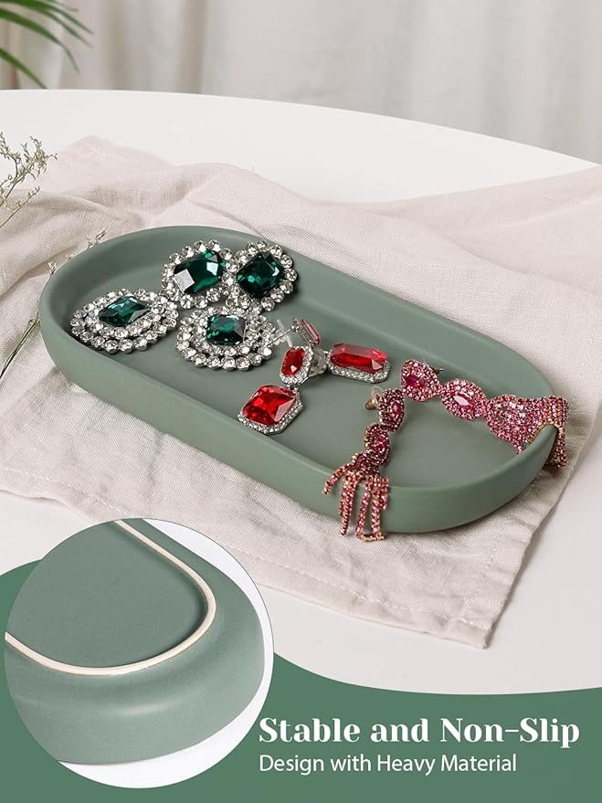 INGOFIN 7" Ceramic Bathroom Vanity Tray- Bathroom Organizer Countertop Tray - Image 5