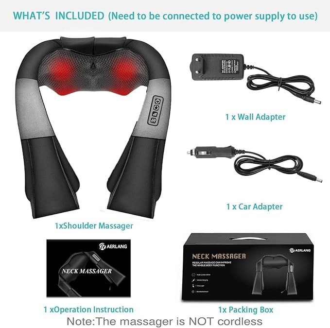 AERLANG Shiatsu Back and Neck Massager, Back Massager Deep Tissue Kneading Neck - Image 6