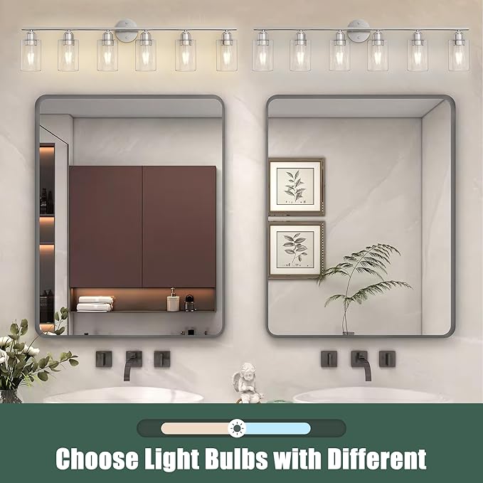 Espird Bathroom Vanity Light Fixtures Brushed Nickel, 6 Lights Bathroom Over - Image 6