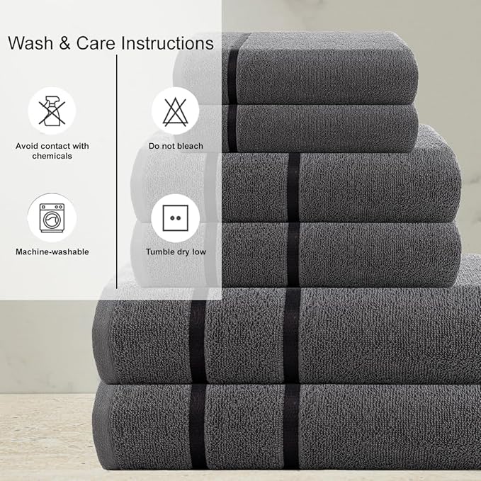 CASA COPENHAGEN Eternal 6 Pieces Towel Set- Pine Grey, 500 GSM 2 Bath Towel 2 - Image 3