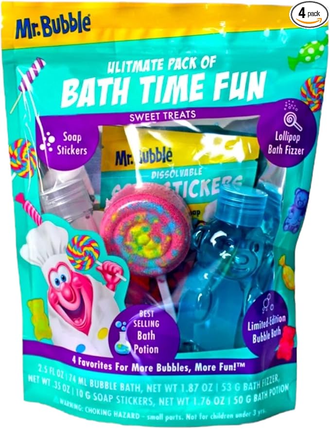 Mr Bubble Sweet Treats Bath Set, Lollipop Fizzer, Gummy Bear Bubble Bath by MrBubble