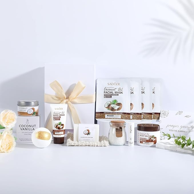 Coconut Spa Gifts for Women Birthday Self Care Kit Mothers Gifts Basket Thank - Image 4