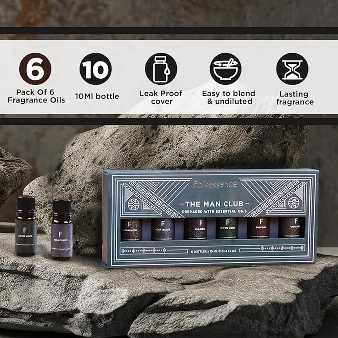 Folkulture Essential Oils Set for Men for Diffuser | Set of 6 Home Fragrance - Image 2