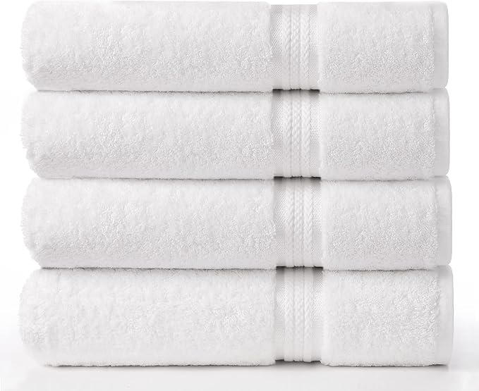 Cotton Craft Ultra Soft 4 Pack Oversized Extra Large Bath Towels 30x54 White by COTTONCRAFT