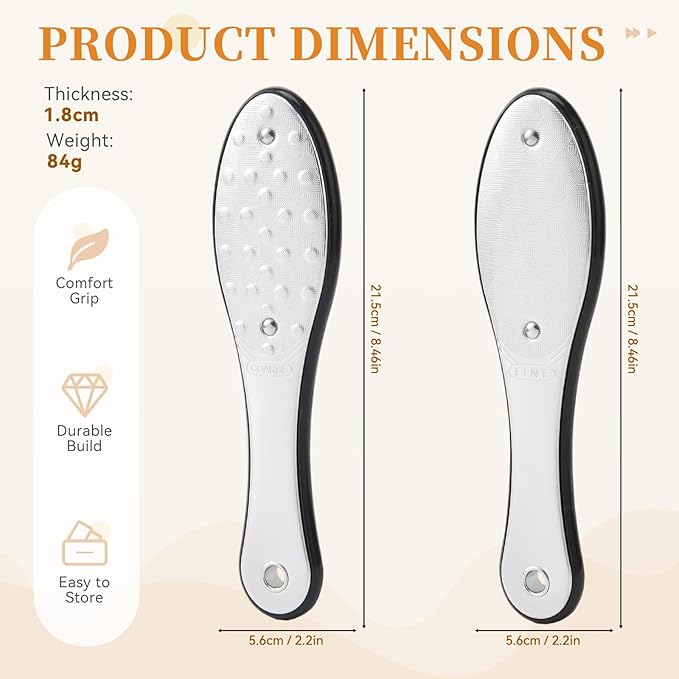 Foot Callus Remover for Feet, Metal Foot File Scraper, Stainless Steel Dual - Image 3