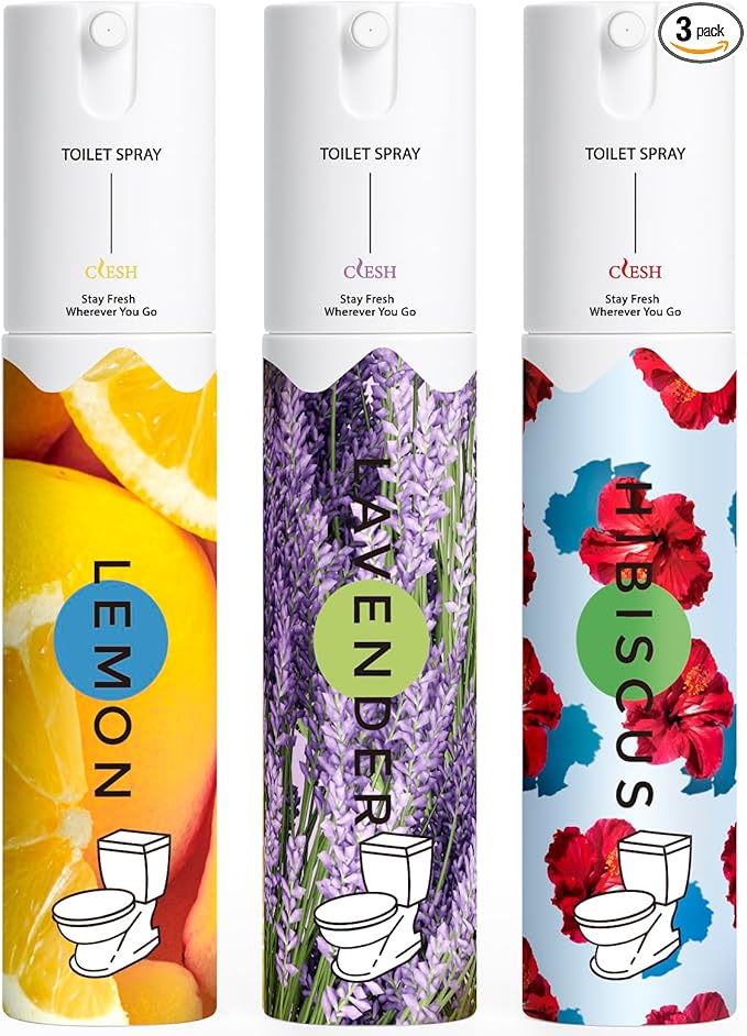 Travel Size Toilet Spray, Bathroom Odor Eliminator, 3 Pack, 1 fl oz Each by CLESH