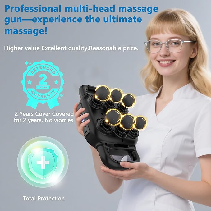 UFFAE Six Head Massage Gun, 50 Intensity Levels & 9 Massage Modes, Equipped - Image 9