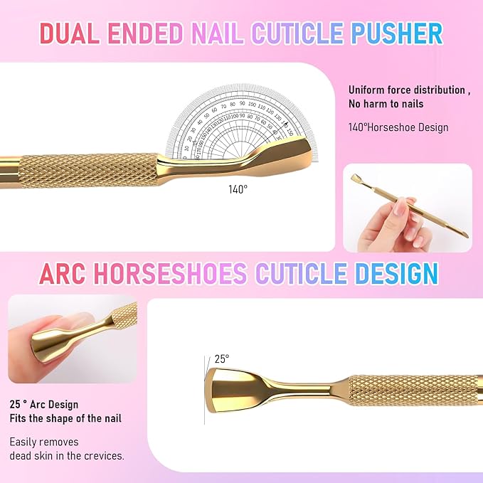 Pre-Treatment Cuticle Pusher, Dual Ended Cuticle Remover Russian Prep Nail - Image 3