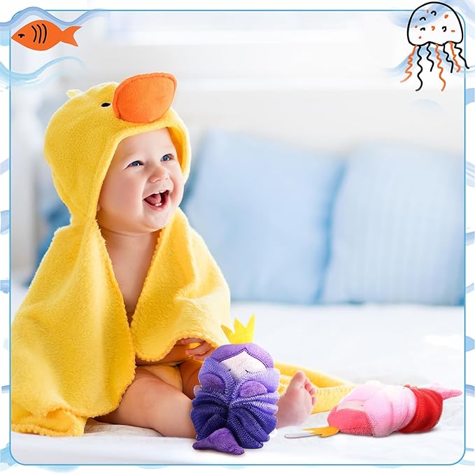 Tatuo 4 Pcs Animal Bath Loofahs Kids Body Loofah Cartoon Shower Cute Bath - Image 5