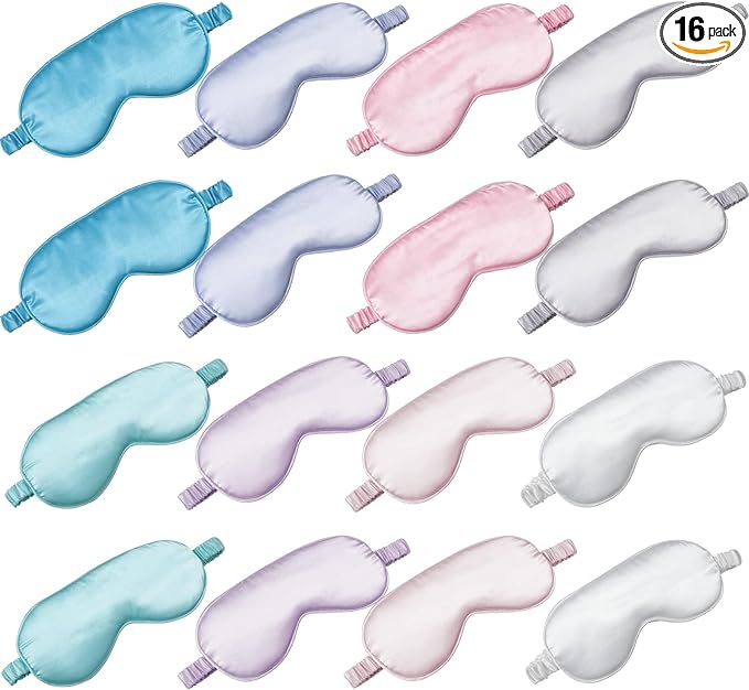 Coume 16 Pieces Silk Sleep Mask Eye Coverings by Surlontye