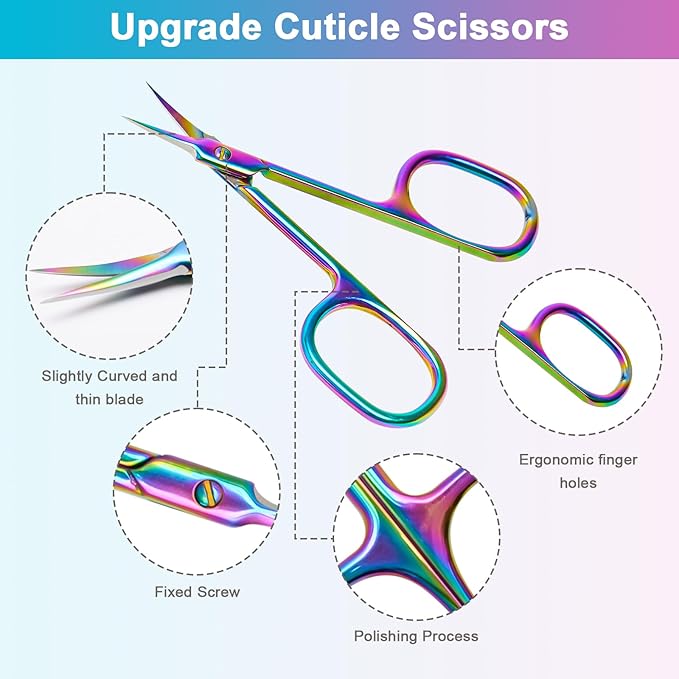 Lermende Cuticle Scissors Extra Fine Curved, Portable Stainless Steel Manicure - Image 2