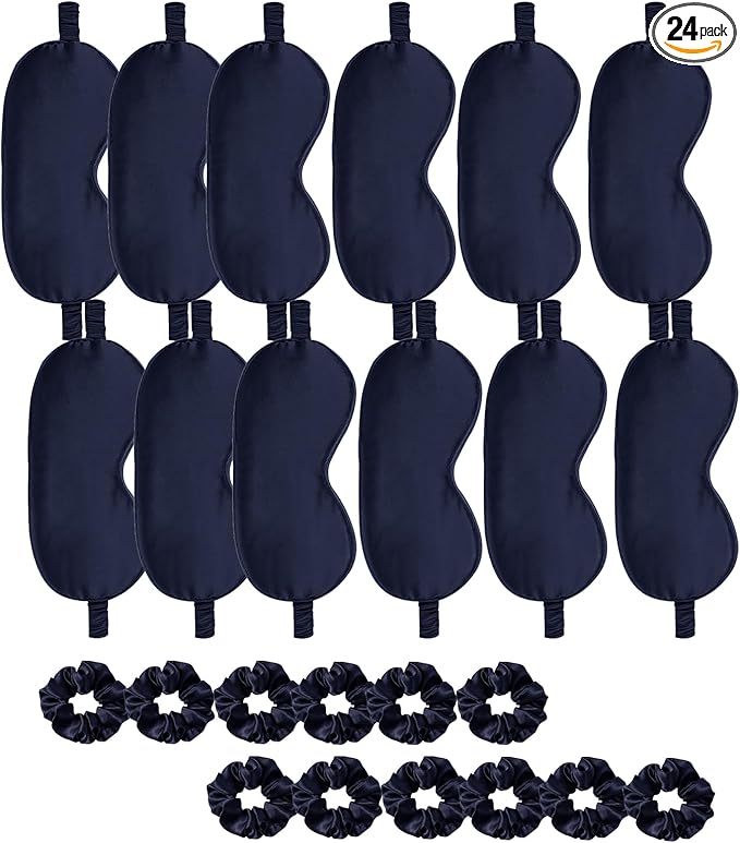 24Pcs Satin Eye Mask Silk Sleep Masks Silky Eyes Cover Blackout Blindfold by WJingYiJia