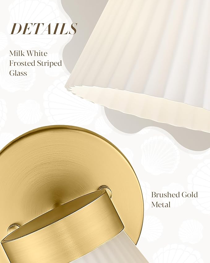 Gold Wall Sconces Set of Two, HWH Modern Bathroom Vanity Sconce Wall Lighting - Image 3