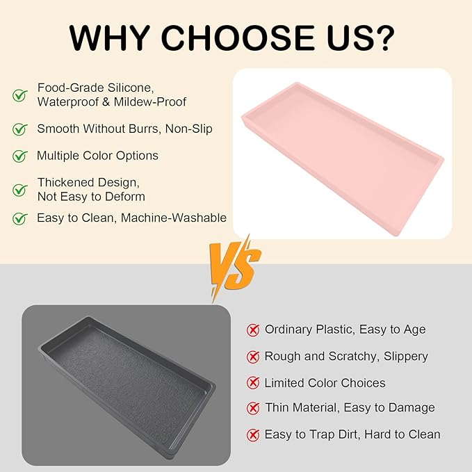 Bathroom Vanity Tray, 7.8 x 3.9 Inch Silicone Bathroom Tray Countertop - Image 5