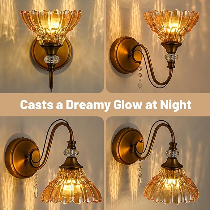 1 Piece Vintage Wall Sconce, 1-Light Matte Antique Brass Finish Wall Sconce - Image 9