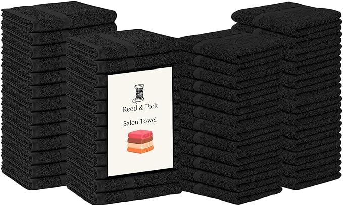 Reed&Pick Salon Towels – 50 Pack Black Hand Towels 100% Cotton Spa Towel – by Unknown