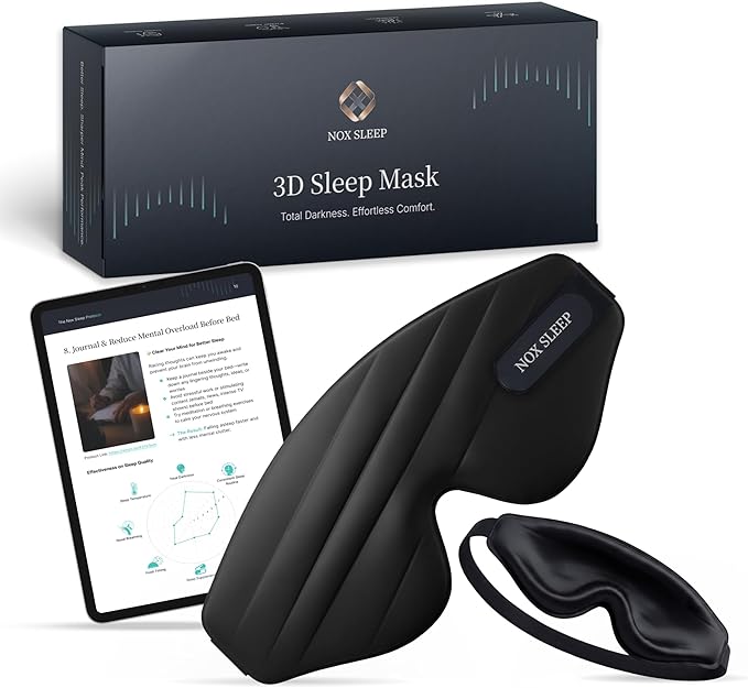 Nox Sleep 3D Sleep Mask for Men, 100% Blackout Eye Mask for Sleep, Ice Silk by NOXSLEEP