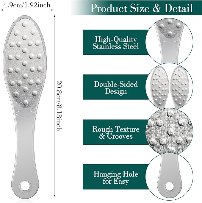 JIEYAO Stainless Steel Foot File, Metal Foot Scraper, Professional Foot File - Image 3