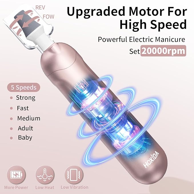 Cordless Electric Nail File Set, Rechargeable Pedicure Tools - Image 3
