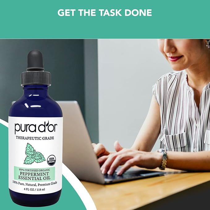 PURA D'OR Organic Peppermint Essential Oil 100% Pure & Natural Therapeutic Grade - Image 3