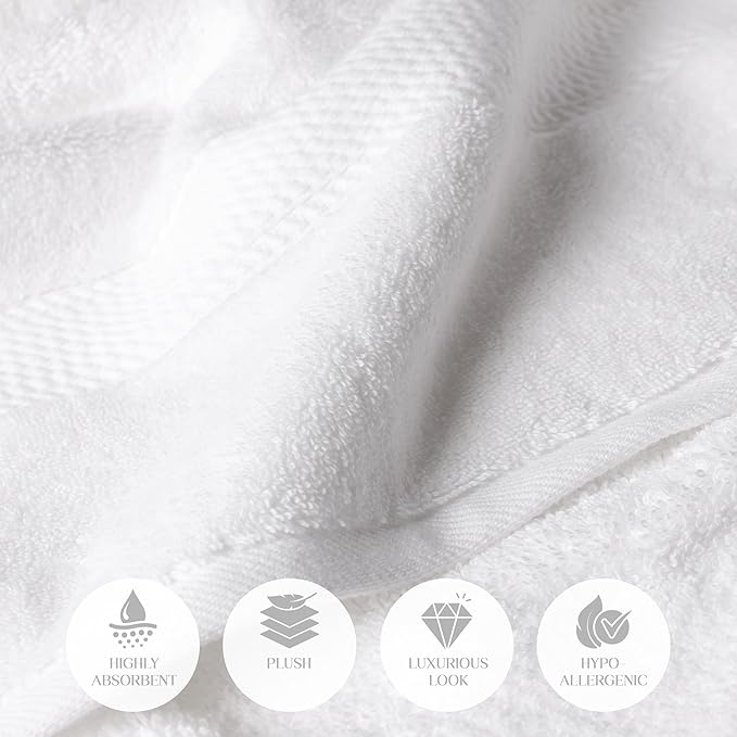 SUPERIOR Egyptian Cotton Pile 6 Piece Towel Set, Includes 2 Bath, 2 Hand - Image 6
