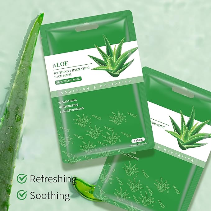 Aloe Vera Soothing Mask Hydrating Face Masks Skincare Moisturizing Facial Sheet - Image 8