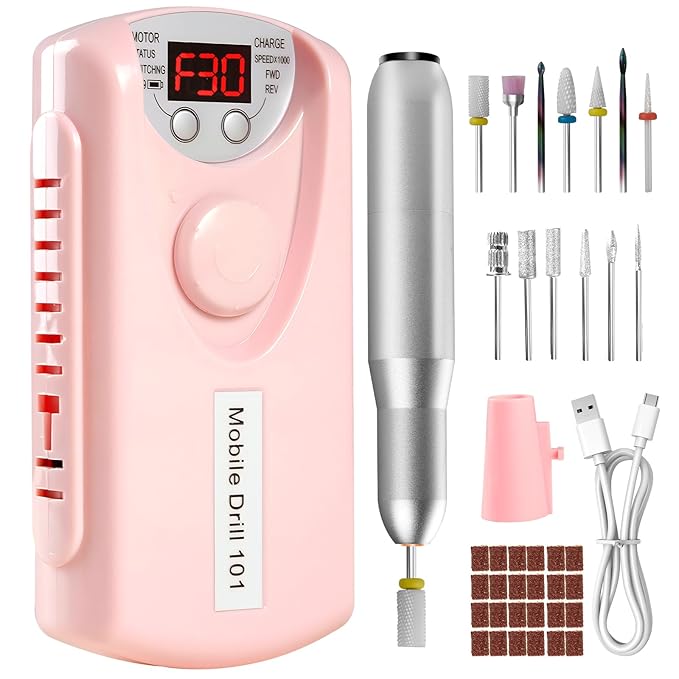 Droyek Electric Nail Drill Portable Nail Drill Professional 30000 RPM 13 Salon by Droyek