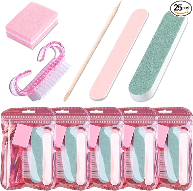 5-Piece Disposable Manicure Kit, Bulk Mini Nail Care Set by FurtherPrettyNail