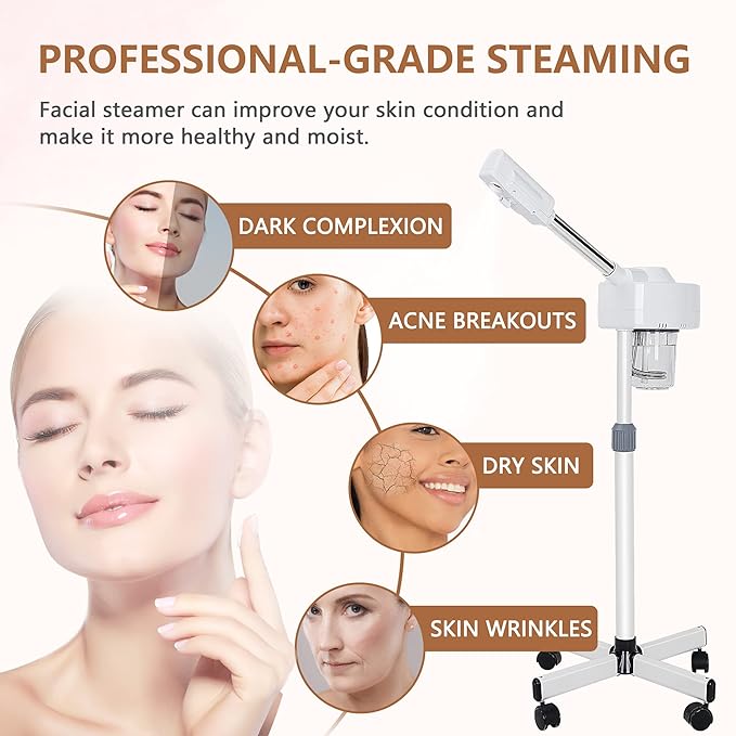 Nova Microdermabrasion Professional Facial Steamer On Wheels Ionic Ozone - Image 4