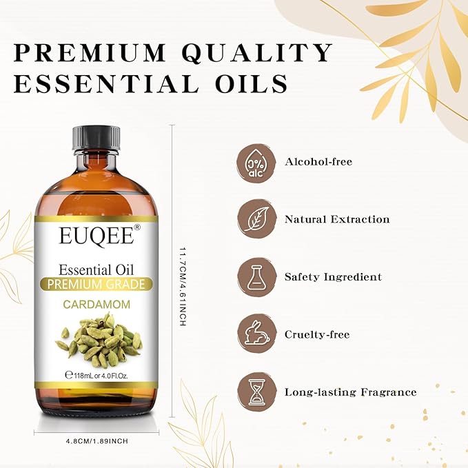 EUQEE Cardamon Essential Oil 118 ml Large Bottle Premium Cardamon Oil - Image 5